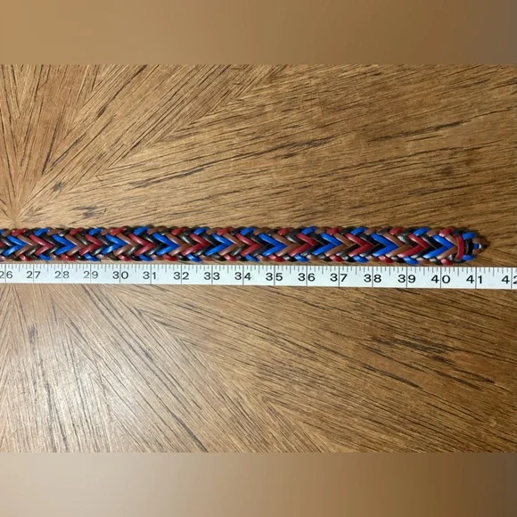 Orvis Multi Colour Braided Leather Belt, Antique Brass Buckle - Size M - Picture 9 of 10